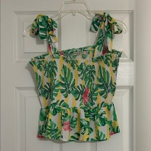 Women's Green Leaf Print Top